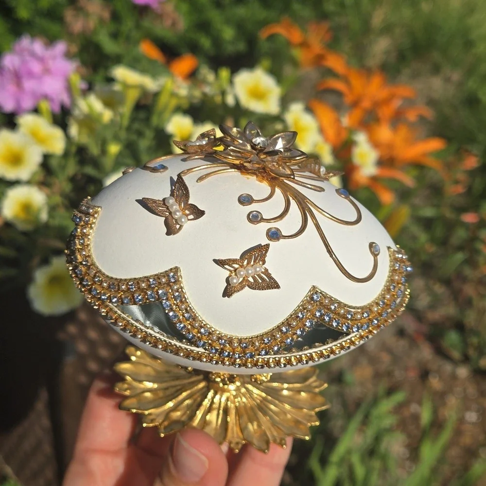Decorated Egg Trinket Box Satin Line By Eggspressions Easter Decor. Flaw!